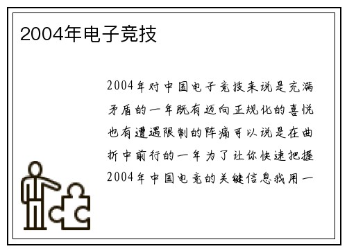 2004年电子竞技