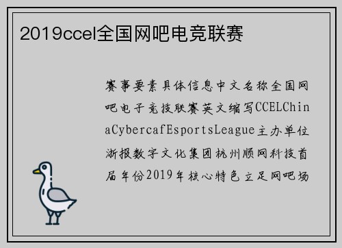 2019ccel全国网吧电竞联赛